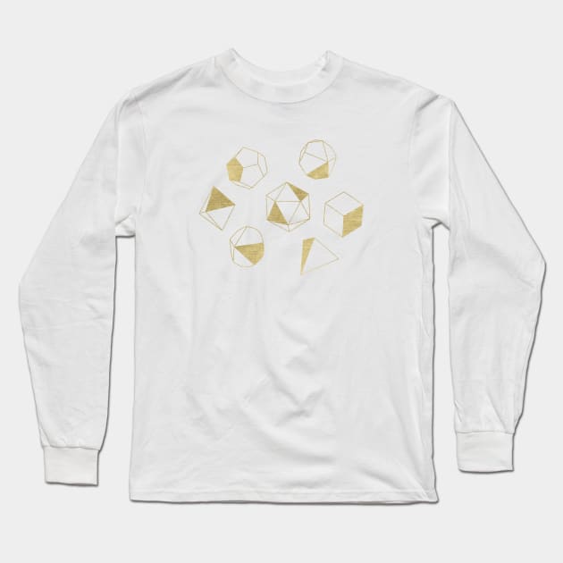 Gold Dice on Brown Long Sleeve T-Shirt by latheandquill